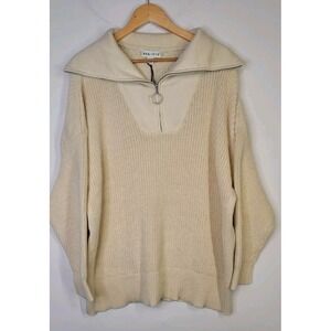 NWOT AVA & VIV Women's Plus 3X Quarter Zip Pullover Knit Sweater Cream